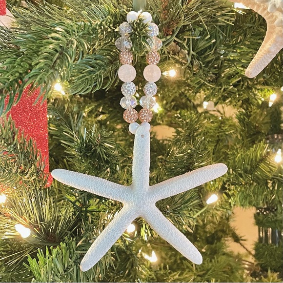 Starfish Ornament with Crystal Beaded Loop Hanger - Picture 1 of 3